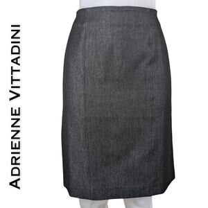 Adrienne Vittadini Pencil Skirt 8 Dark Gray Heather Stretch Panel Career Uptown
